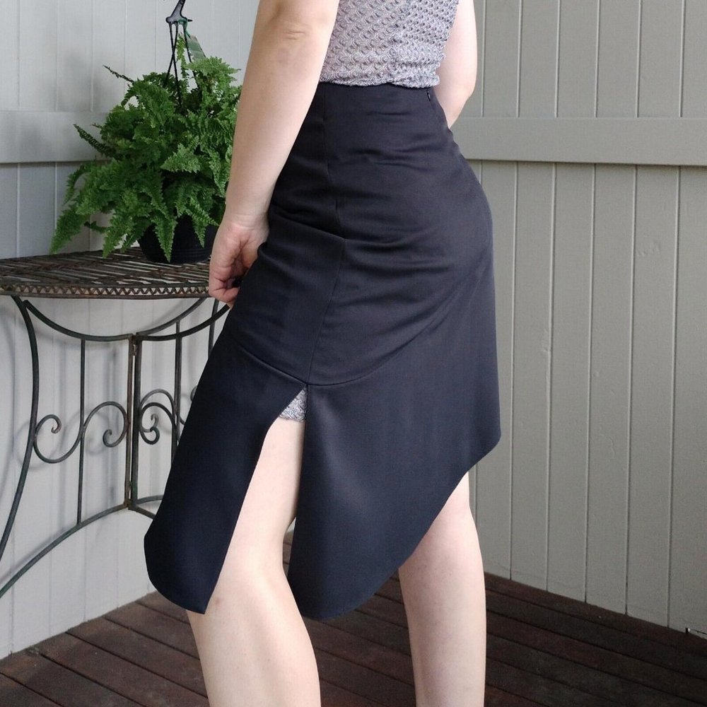 Country Road Size 10 12 Skirt Black A Line Asymmetric Side Slit Oxford Corporate - Picture 1 of 8